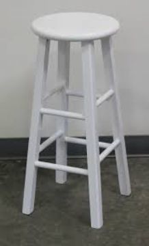 Show details for Chair - Bar Stool White Wood Picture of Chair - Bar Stool White Wood