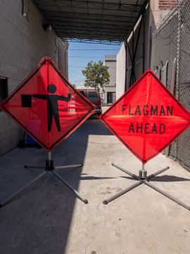 Show details for Road Sign - Flagmen Ahead Picture of Road Sign - Flagmen Ahead