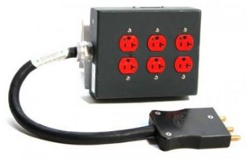 Show details for Gang Box - Bates 60amp to (6) Edison Plugs Picture of Gang Box - Bates 60amp to (6) Edison Plugs