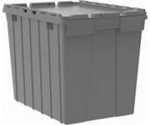 Picture of Plastic Tote - Attached Lid Totes - Akro Mils Deep 17 Gal - Gray
