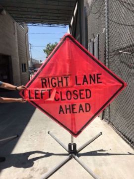 Show details for Road Sign - Lane Closed Ahead Picture of Road Sign - Lane Closed Ahead