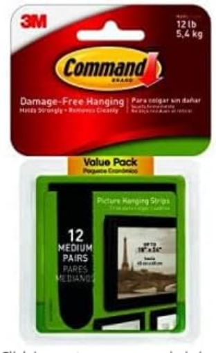 Picture of Command Hooks 12lb 12Pair-BK/Wht Medium Refill Strips