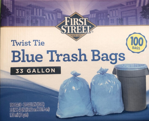 Picture of Trash Bag - Blue Bags 33 Gal- 100 CT