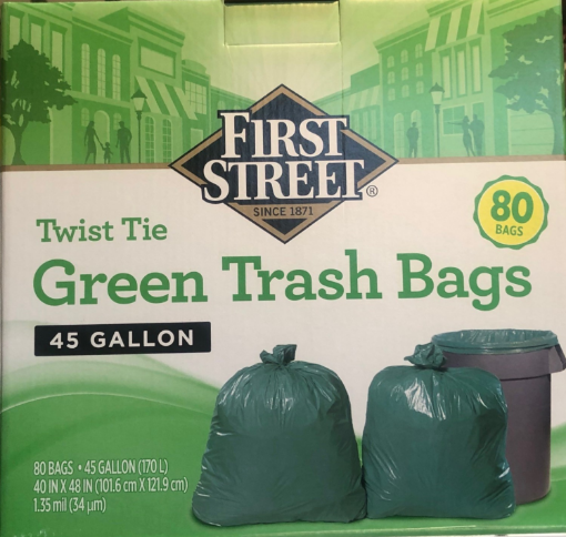 Picture of Trash Bag - Green Bags 45 Gallon 80 CT